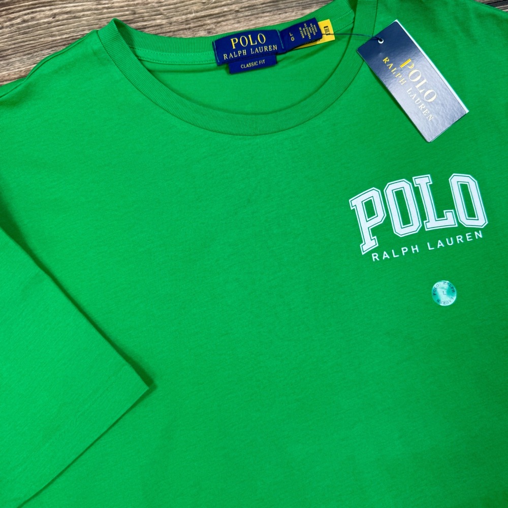 Polo Ralph Lauren Mens Size Large T-Shirt Green Classic Fit Logo Graphic NWT